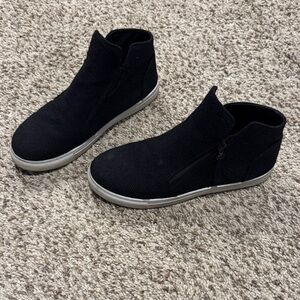Black High-Top Sneakers with White Soles